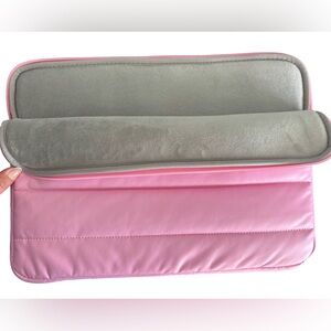 15 inch Puffy Pink and Gray Fleece Lined Laptop Sleeve Case